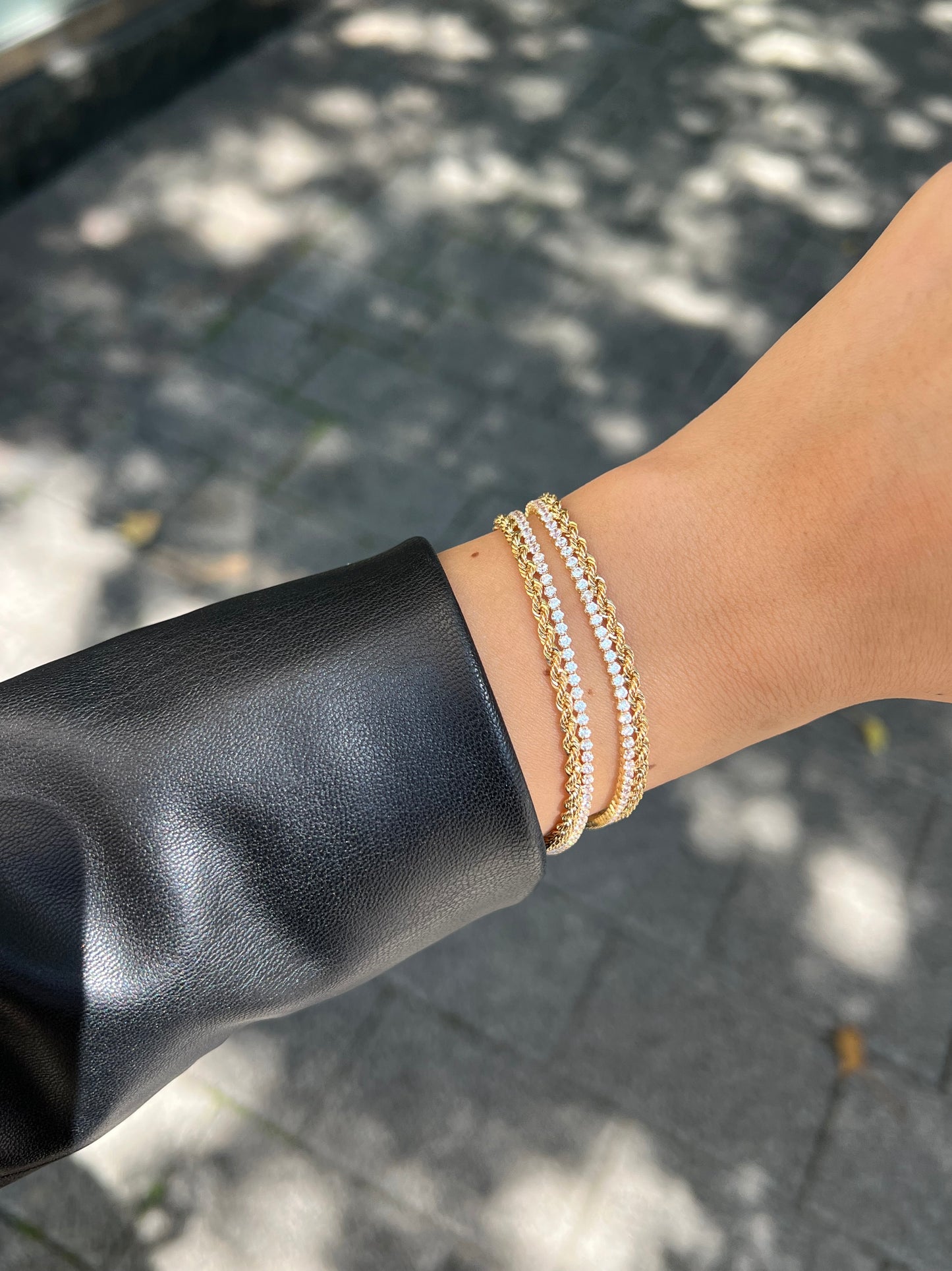 Gold Armband - Halat mit Steinreihe