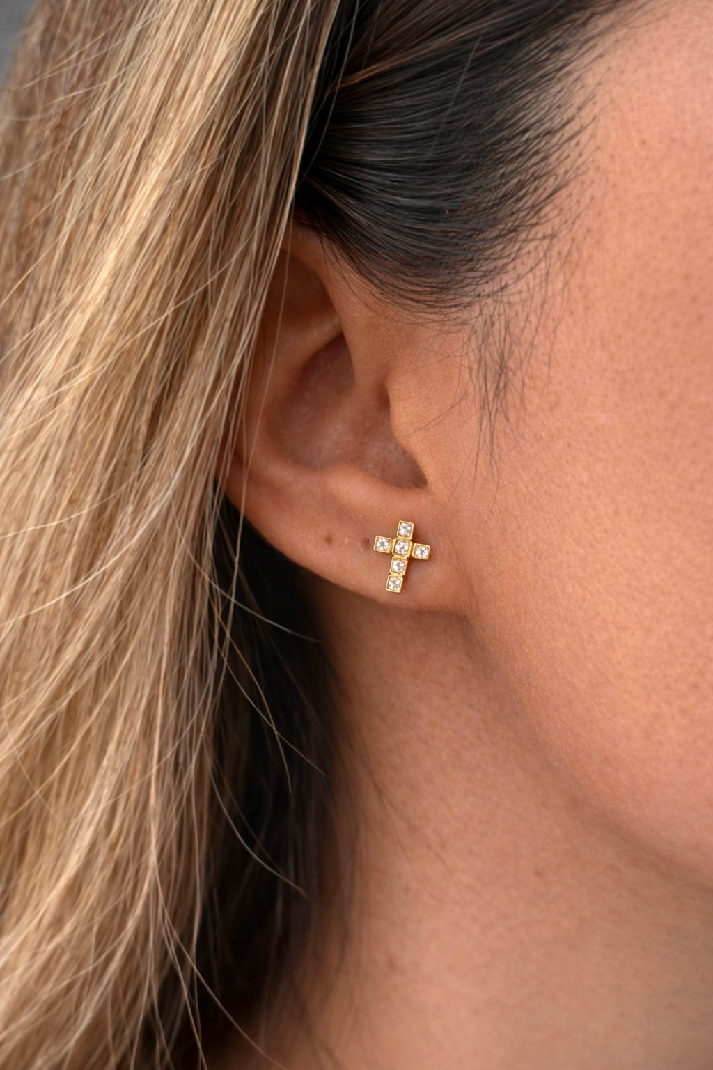 Gold Ohrringe - Kreuz