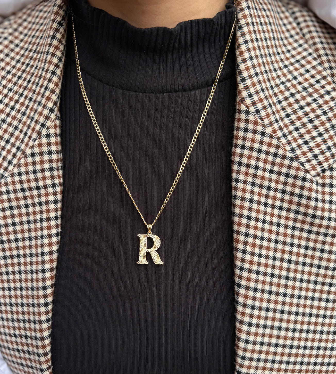 Gold Anhänger - Buchstabe R