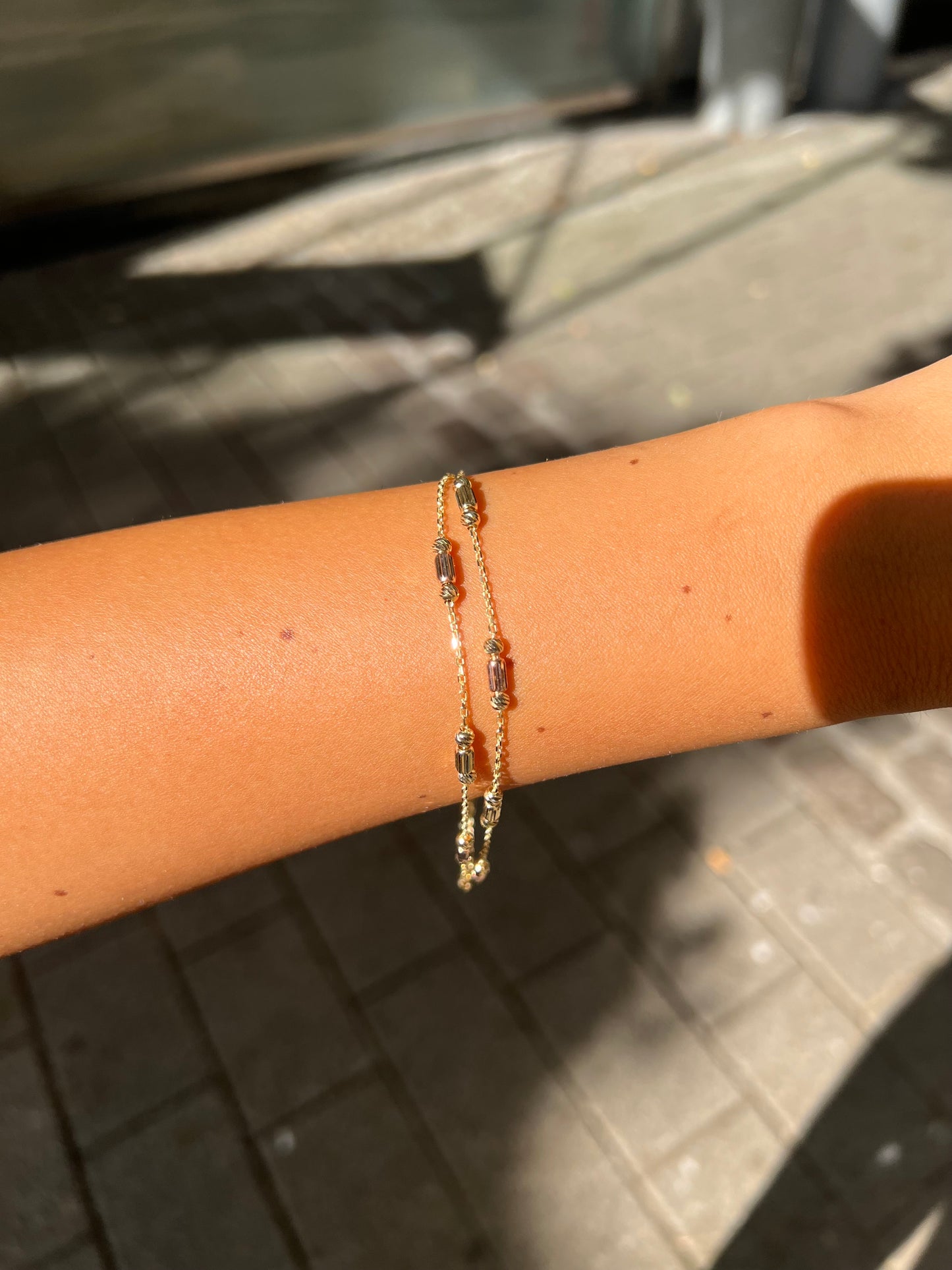 Gold Armband - Zweireihig mit Dorika (Gold&Rosé)