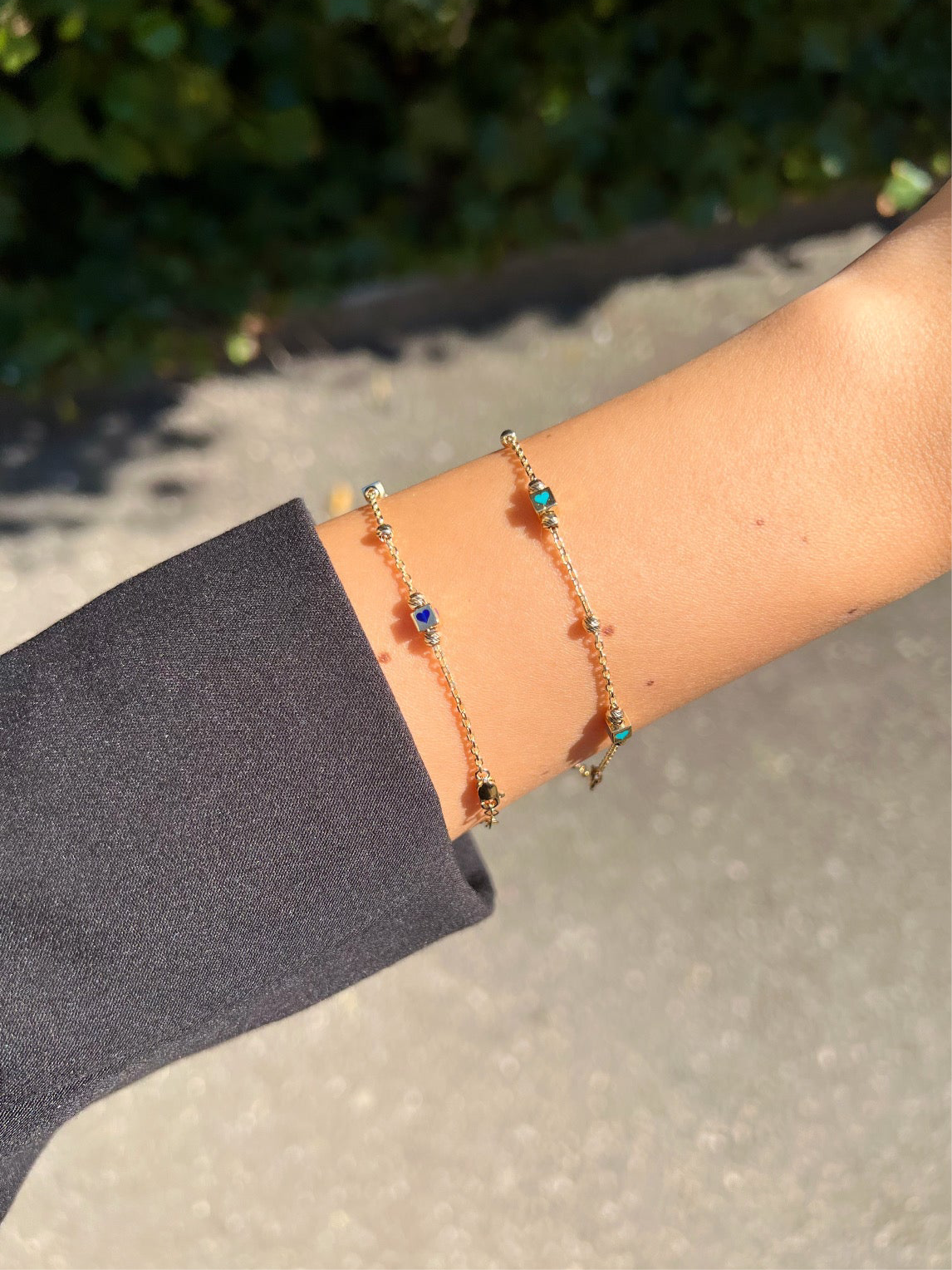 Gold Armband - Liebeswürfel Türkis