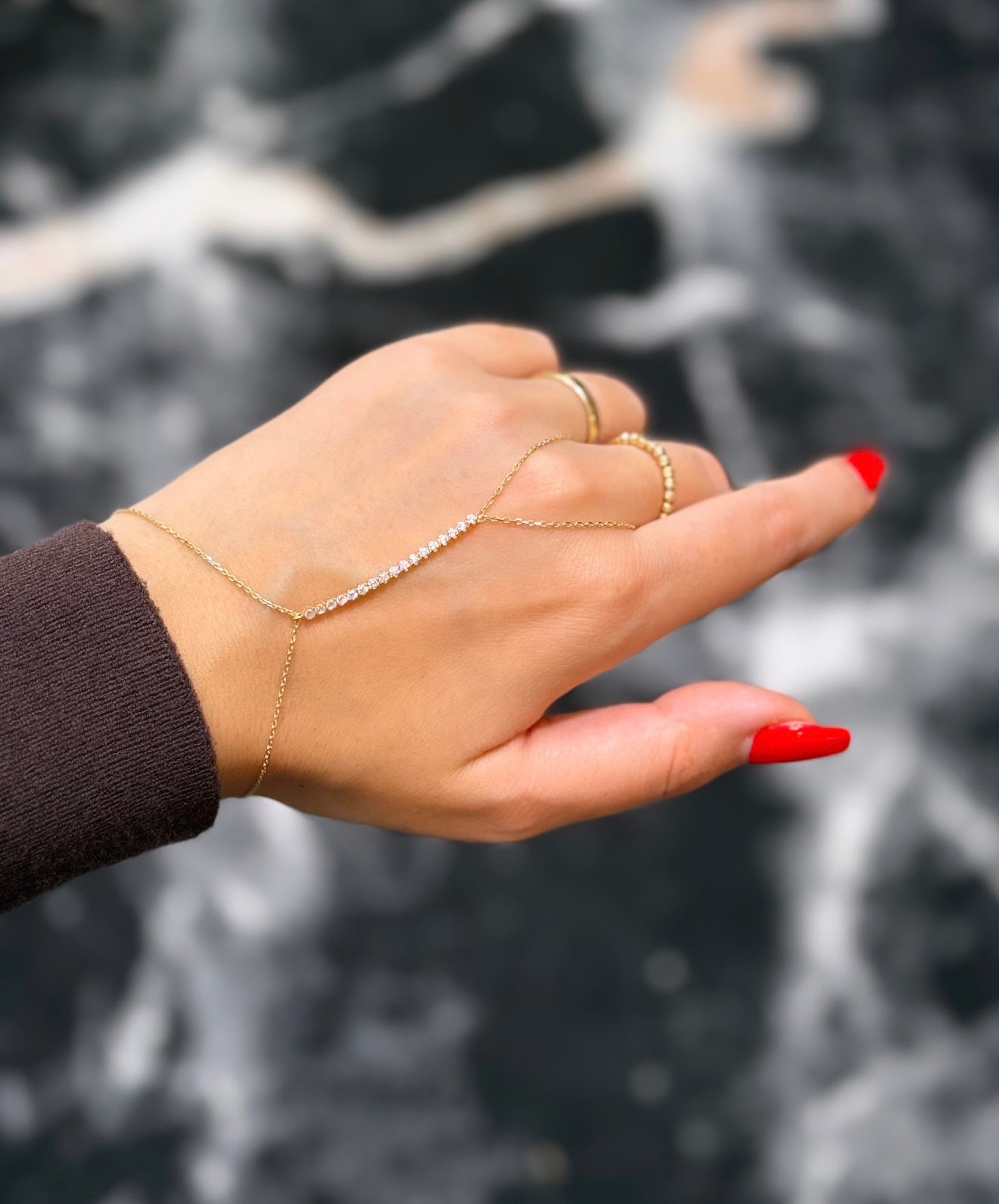 Gold Handkette - Zirkonia Line