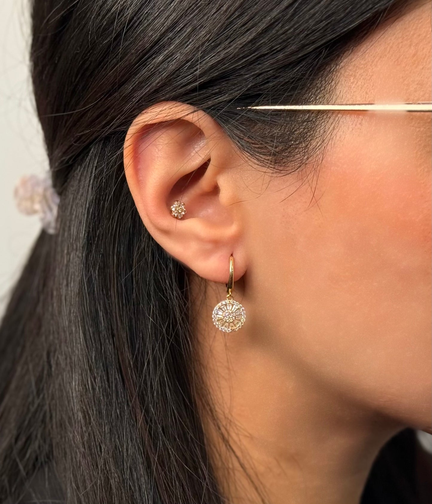 Gold Ohrringe - Round Zirkonia