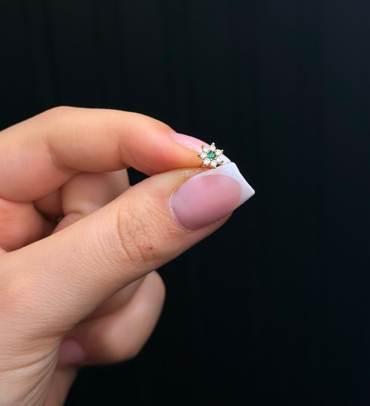 Gold Ohrringe - Blume grün