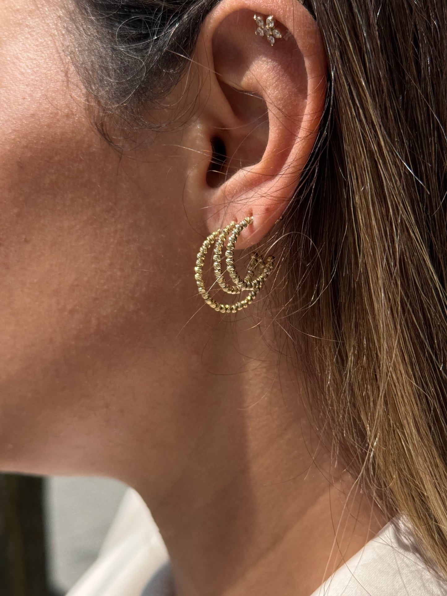 Dorika Creolen mit Ohrstecker – 585er Gold