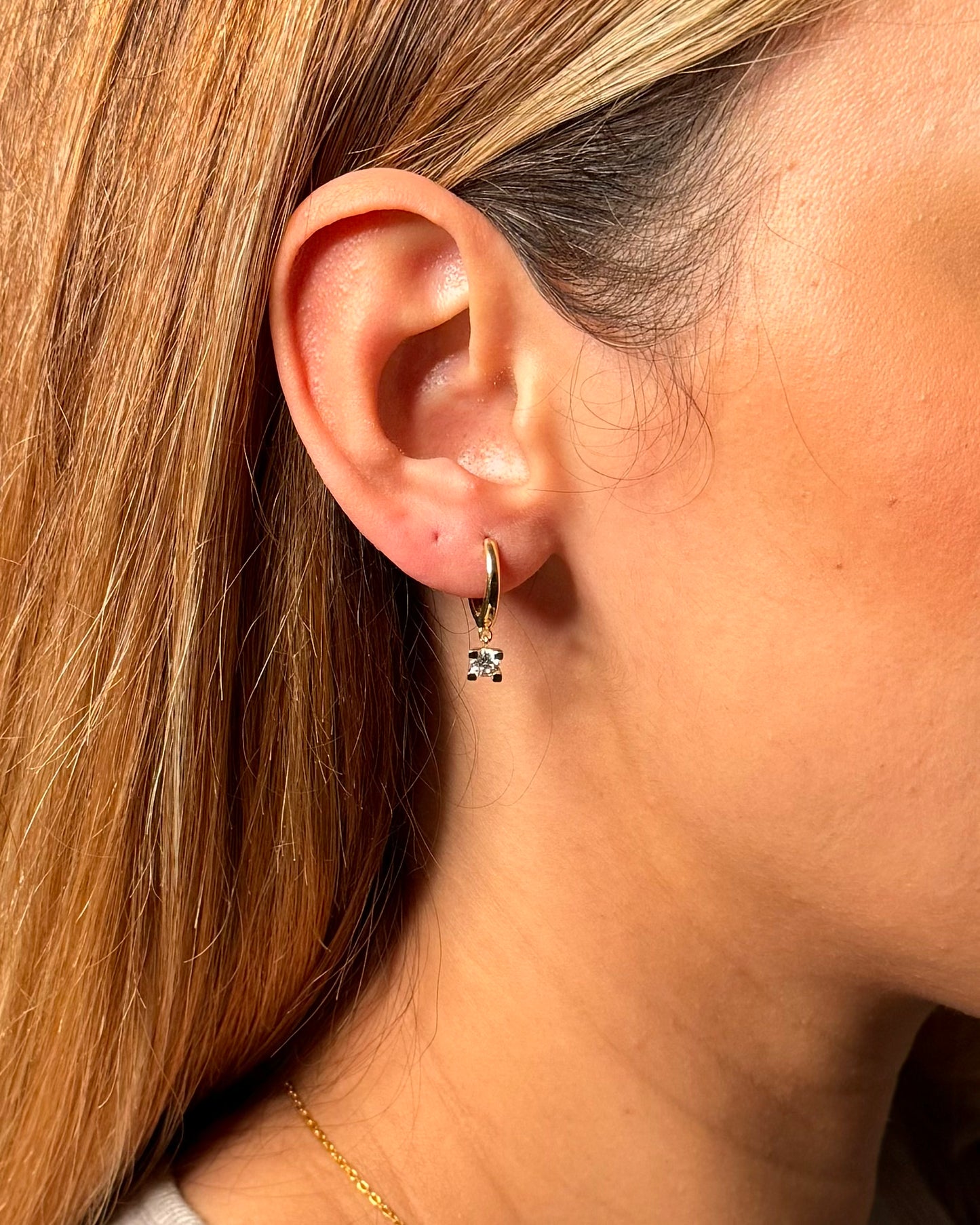 Gold Ohrringe - Mini Creolen mit Zirkonia in Brillant Schliff