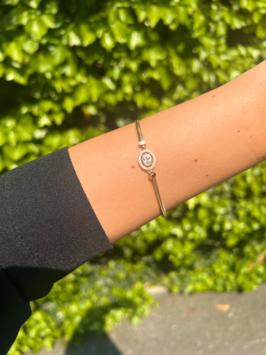Gold Armband - Baguette Oval