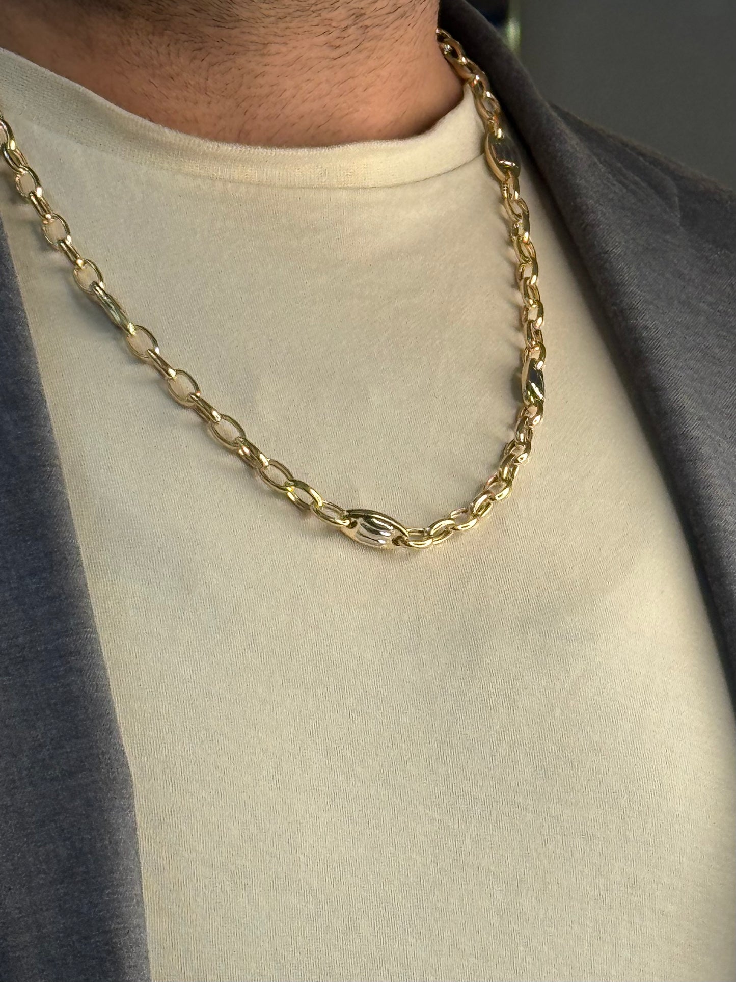 “Marina Glanz” – 14 Karat Marinerkette mit Diamantschliff (65 cm | 7 mm)