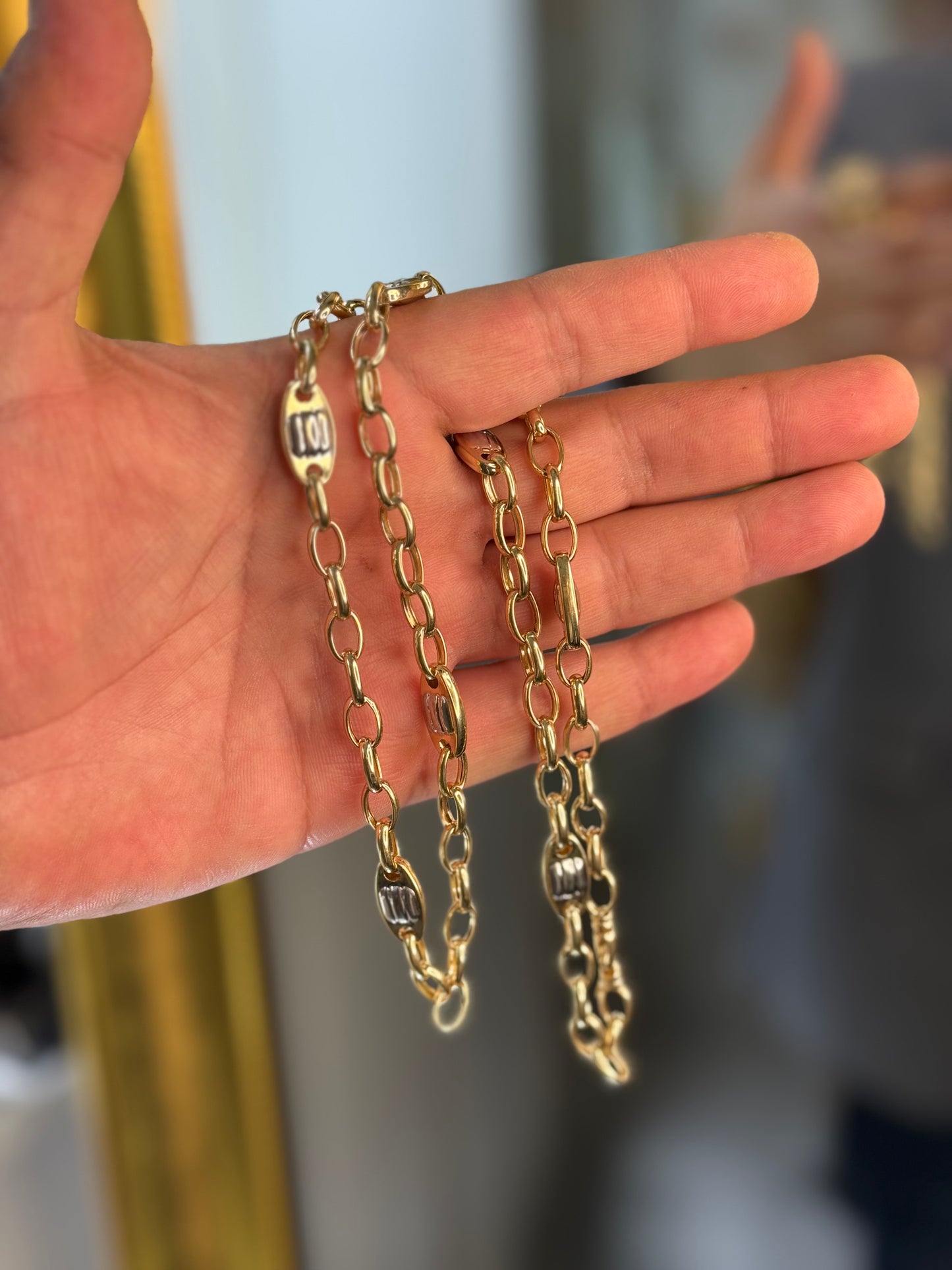“Marina Glanz” – 14 Karat Marinerkette mit Diamantschliff (65 cm | 7 mm)