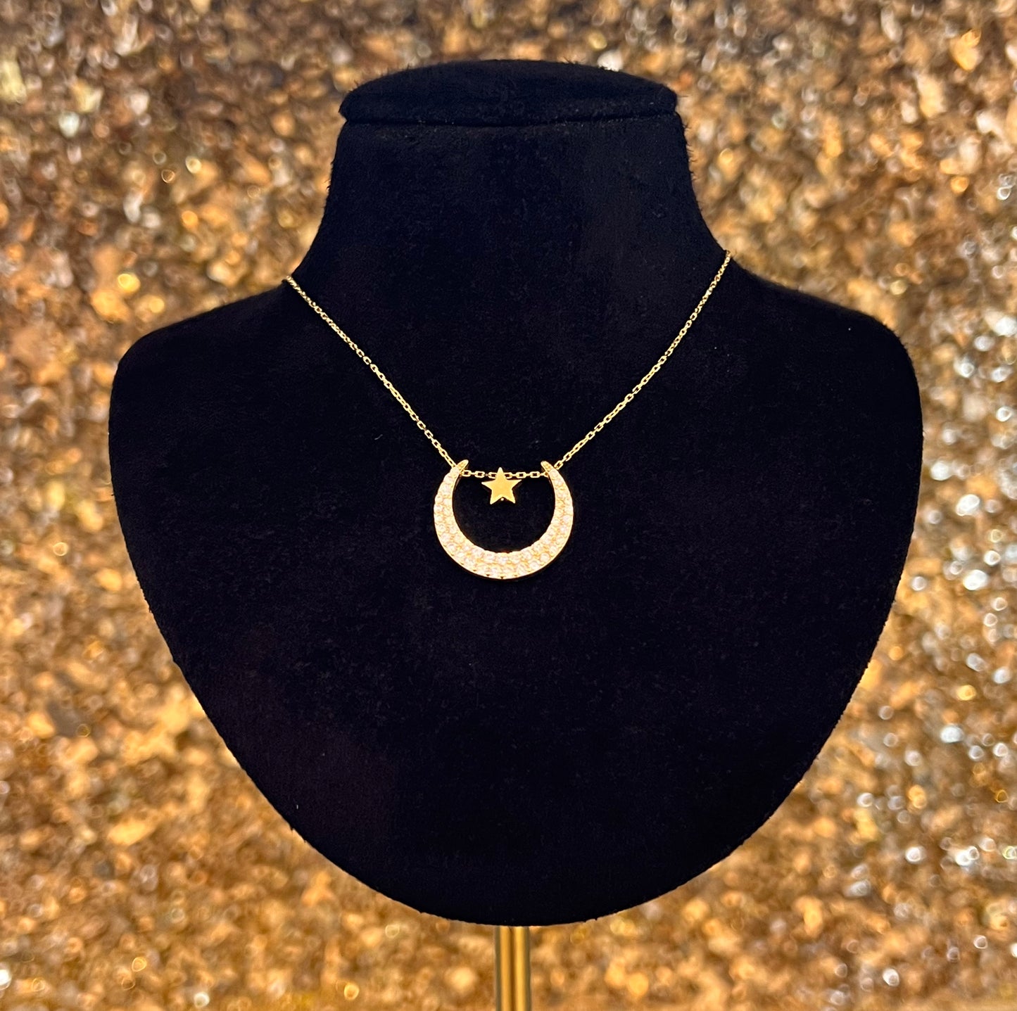 585 GOLD HALSKETTE - AY VE YILDIZ