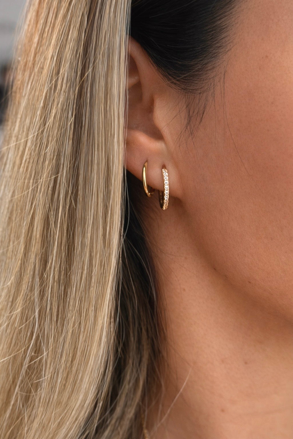 Gold Creolen - Half Zirkonia