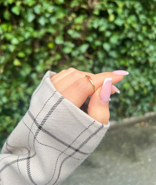 Gold Ring - Orange Baguette