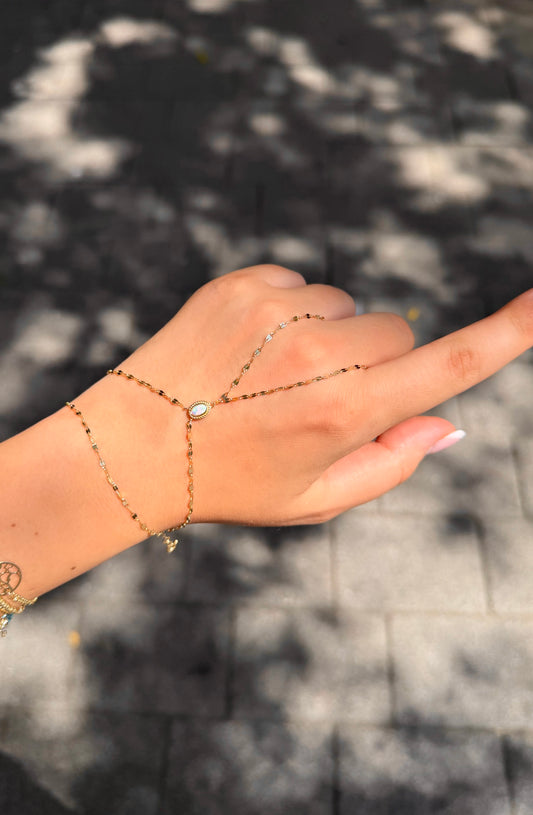 Gold Handkette - White