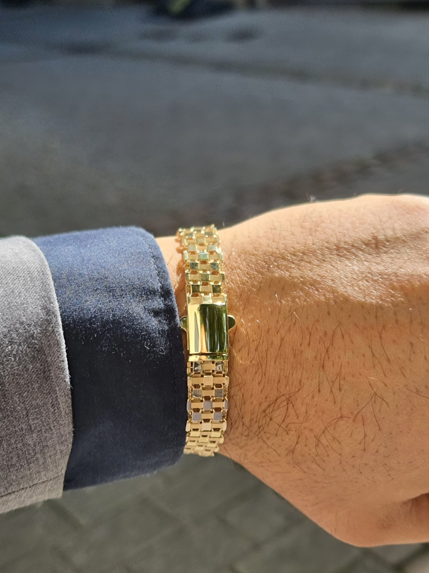 Herren Armband 585 Gold 11 mm Breit
