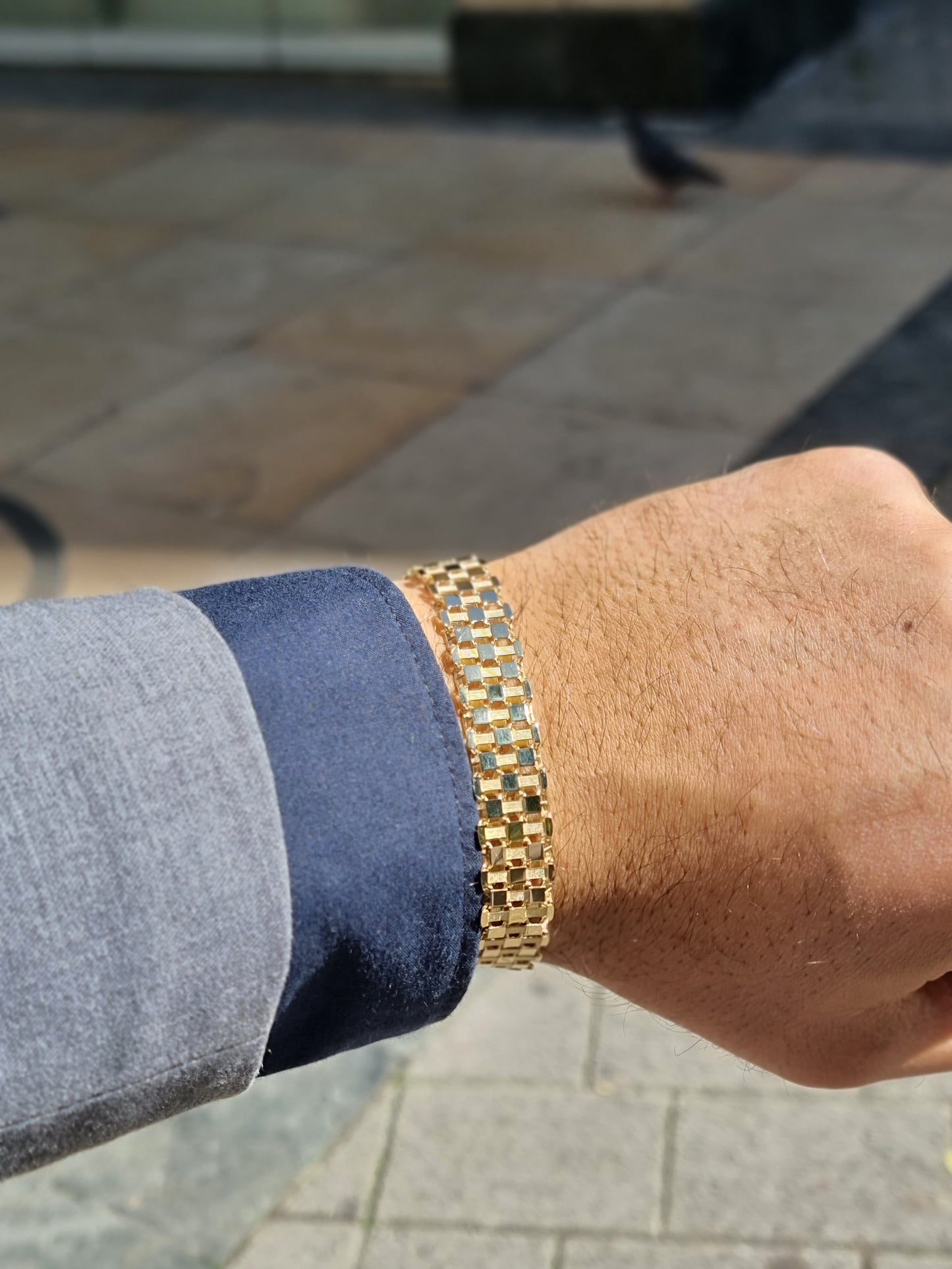 Herren Armband 585 Gold 11 mm Breit