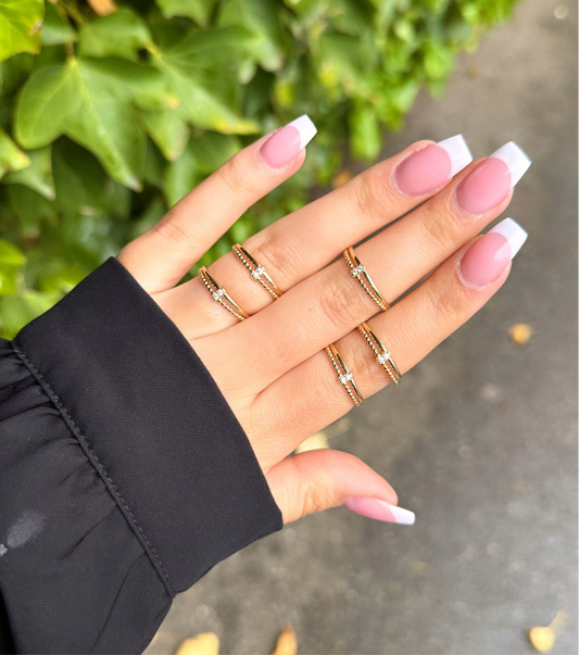 Gold Ring - Zircona Duo