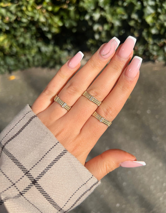 Gold Ring - Dots Design Zirkonia