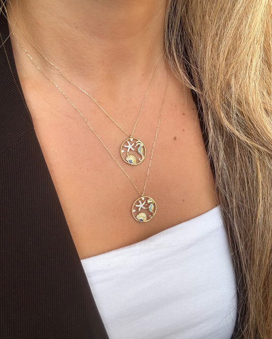 Gold Halskette - Meeresfrüchte