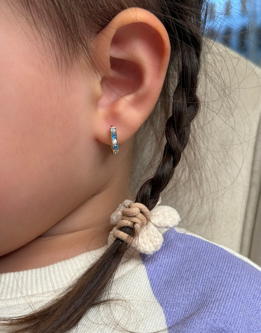 Gold Kinder Ohrringe - Hellblau