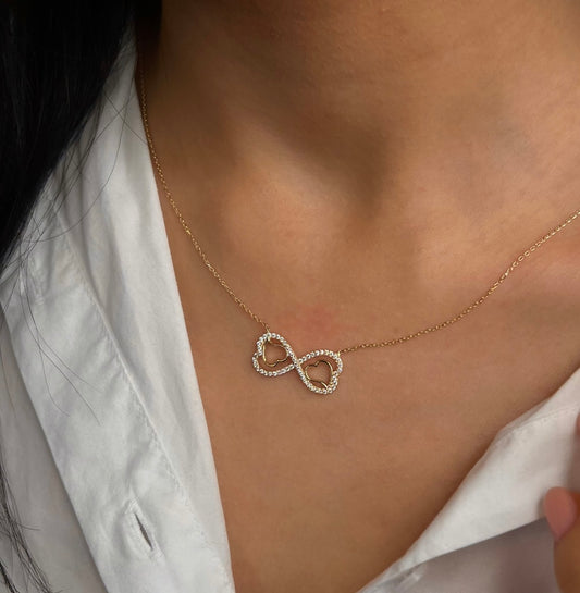 Gold Halskette - Infinity mit Herz