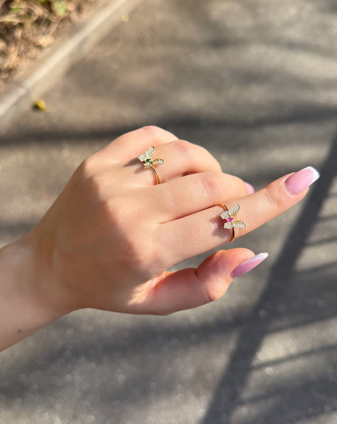 Gold Ring - Schmetterling Bunt