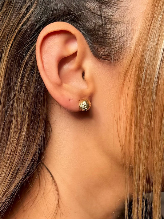 585 Gold Ohrringe - Kügelchen Diamantiert XL