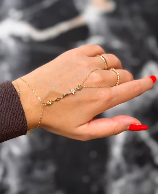 Gold Handkette- Mond Stern Hand