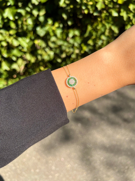 Gold Armband - Round Green