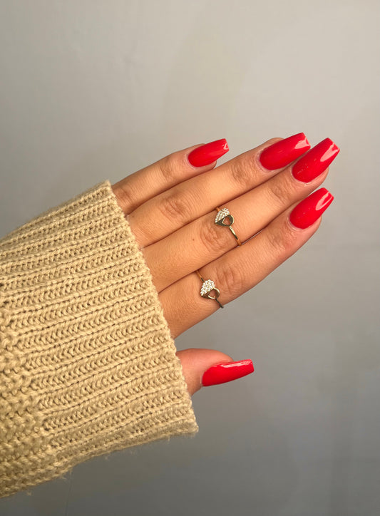 585 GOLD RING - HERZ HALB ZIRKONIA