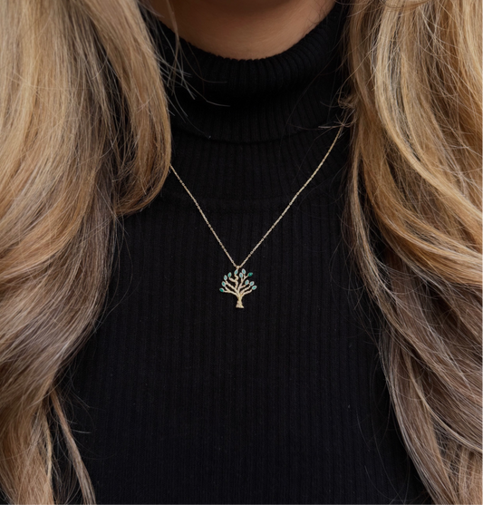 Gold Halskette - Braum grün