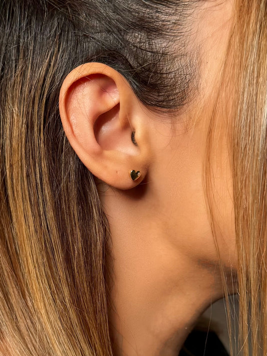 Gold Ohrringe - Herz mit Zirkonia Detail