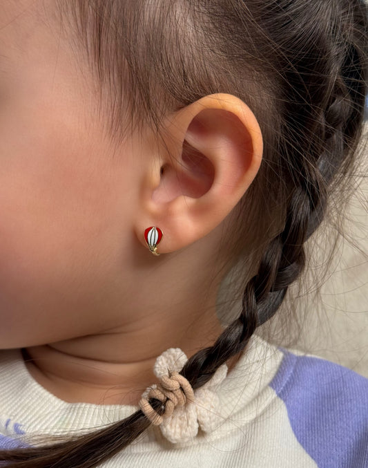 Gold Kinder Ohrringe - Heißluftballon