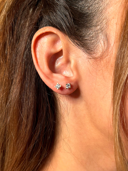 Gold Ohrstecker - Solitaire Zirkonia mit Brillant Schliff