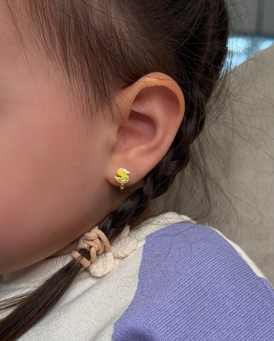 Gold Kinder Ohrringe - Ente