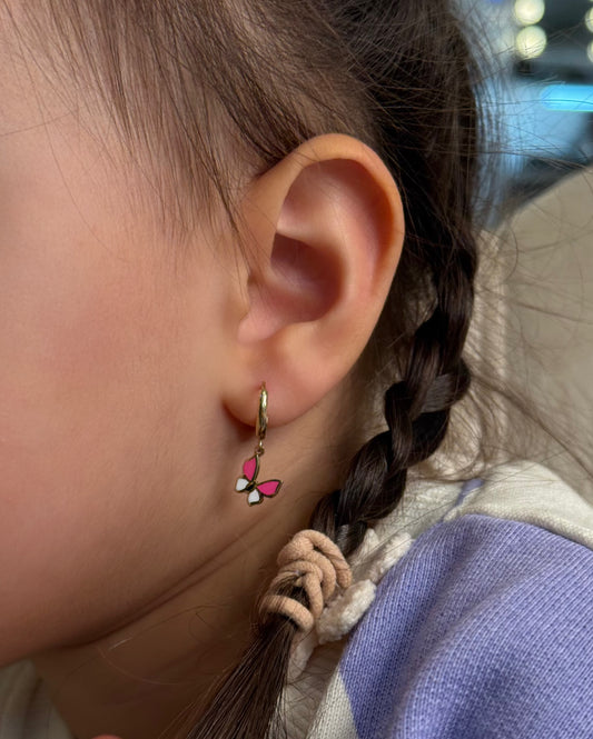 Gold Kinder Ohrringe - Schmetterling Doppelfarbig