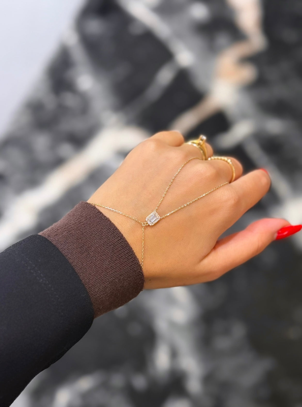 Gold Handkette - Baguette