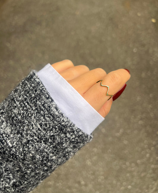 585 Gold Ring - Zickzack grün