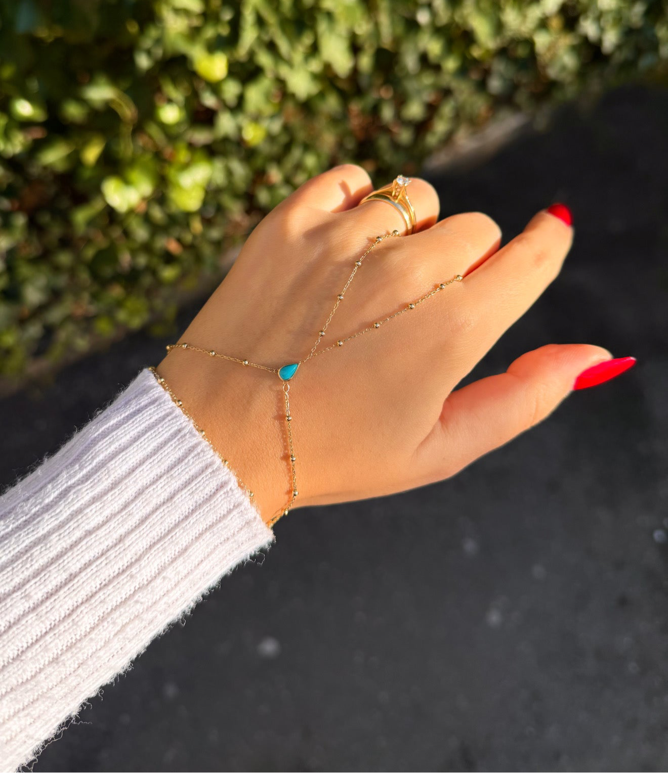 Gold Handkette - Türkis Dorika