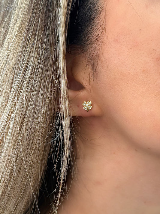 Gold Ohrringe - Kleeblatt Zirkonia