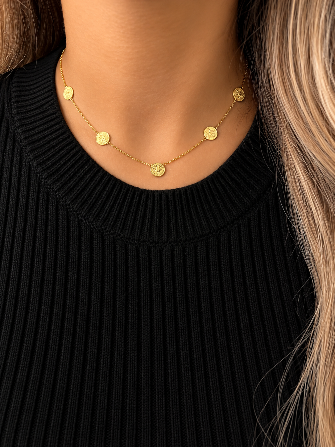 Gold Halskette - 5 Mini Findik Reşat