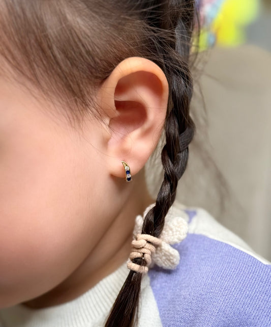 Gold Kinder Ohrringe - Blue Line