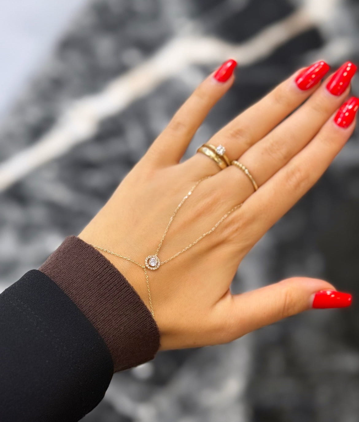 Gold Handkette - Halo Circle