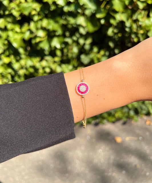Gold Armband - Round Pink