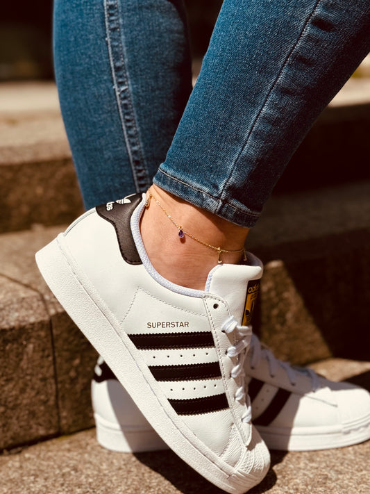 Gold Fuẞkettchen - Amethyst Drop Anklet