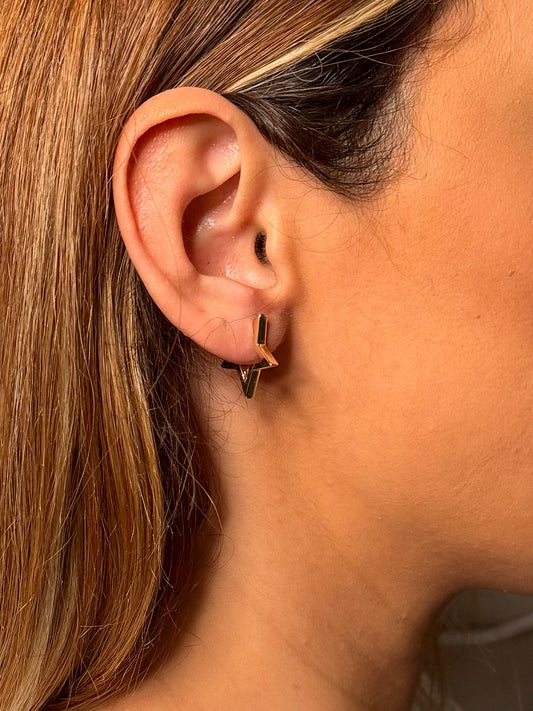 Gold Ohrringe - Stern mit Fünf Zacken