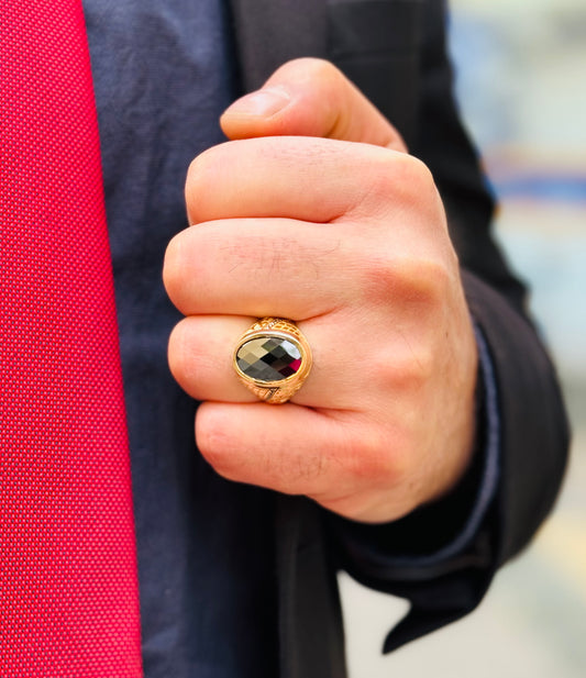 Herren Ring mit Onyx Stein 585 Gold / 14 Karat