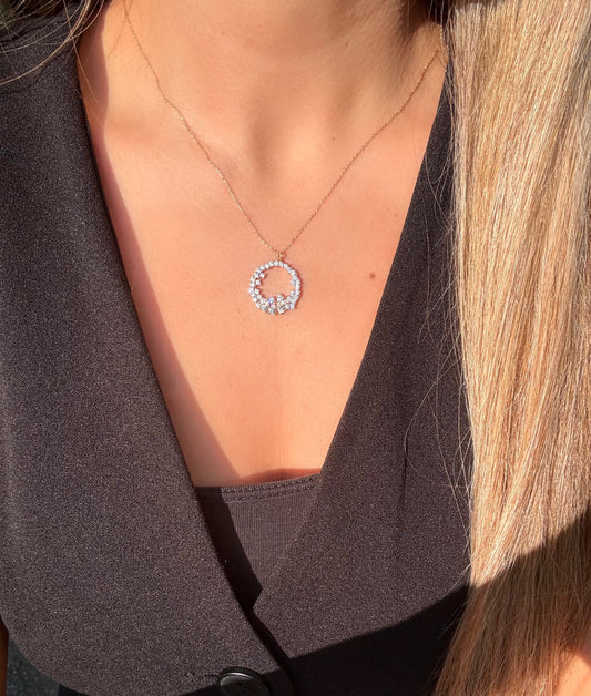 Gold Halskette - Zirkonia Halo