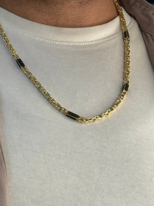 Königskette aus 585er Gold mit schwarzen Markasit-Steinen – 66 cm