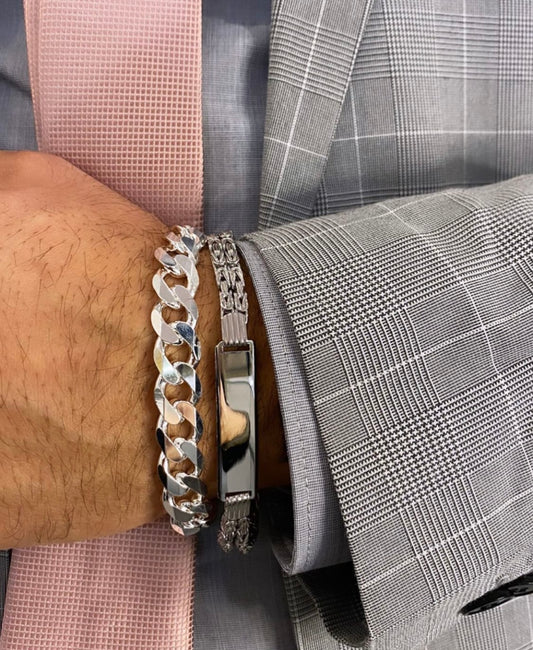 925 Silber - Königskettenarmband mit Gravur Fläche