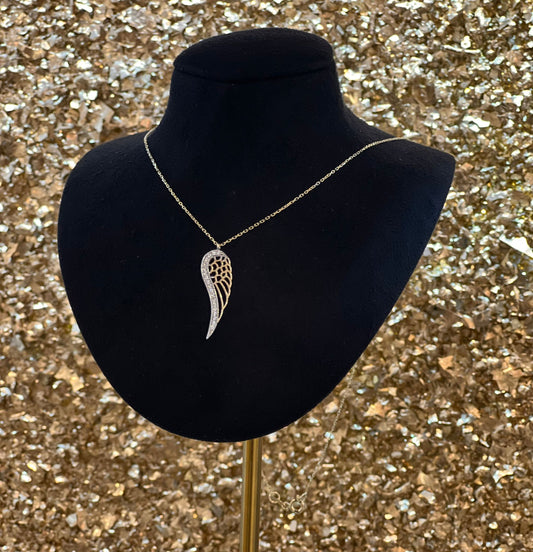 585 GOLD HALSKETTE - ENGELFÜGEL ZIRKONIA  1
